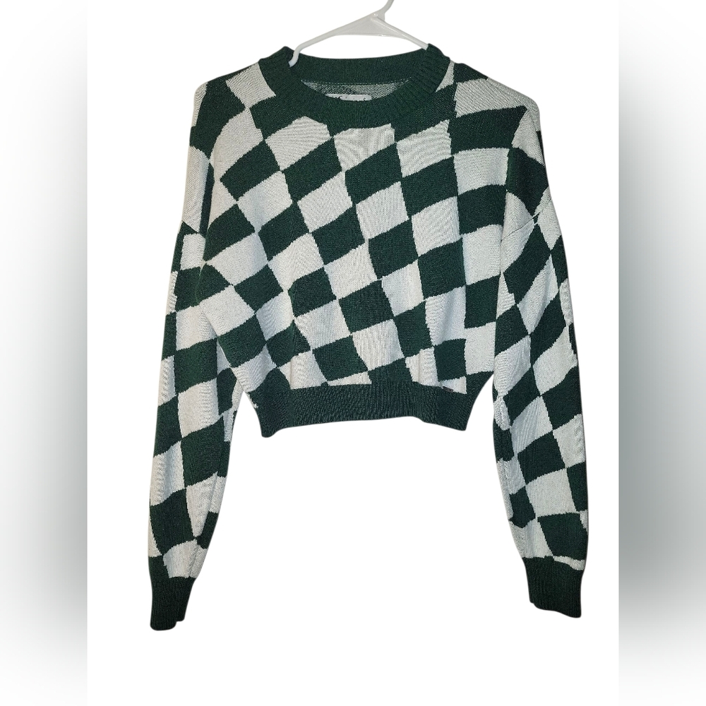 HOLLISTER Sweater, S, White/ Green, VGUC